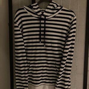 Jones New York Navy and White Striped Knit Tee